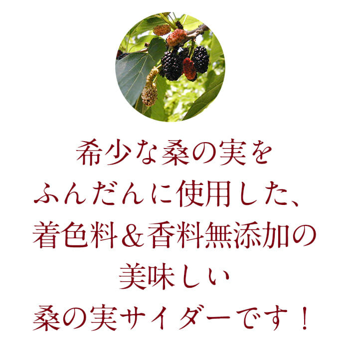 希少な桑の実をふんだんに使用した、着色料&香料無添加の美味しい桑の実サイダーです!