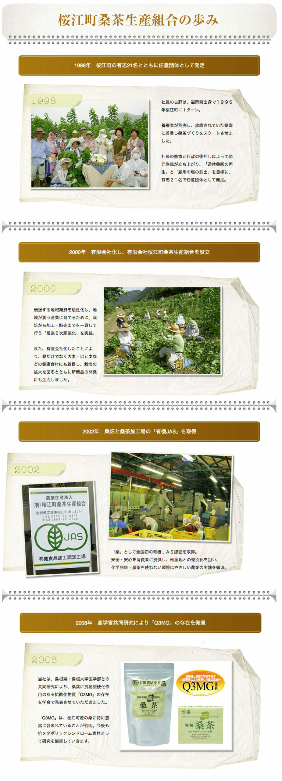 桜江町桑茶生産組合の歴史