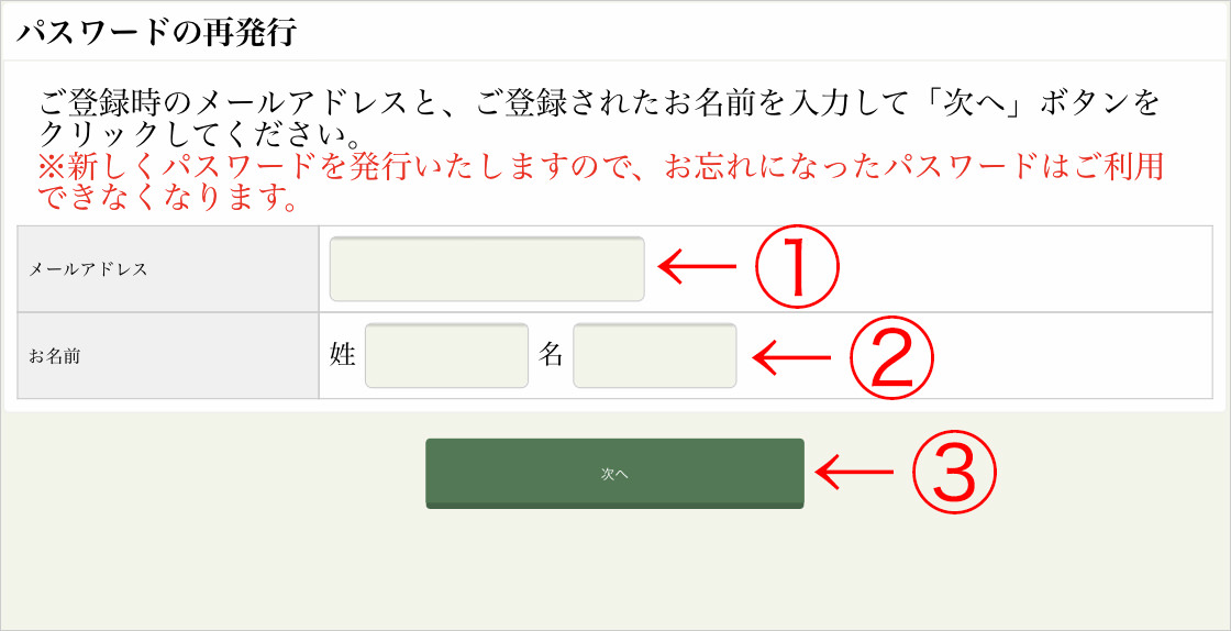 パスワードと姓名を入力する