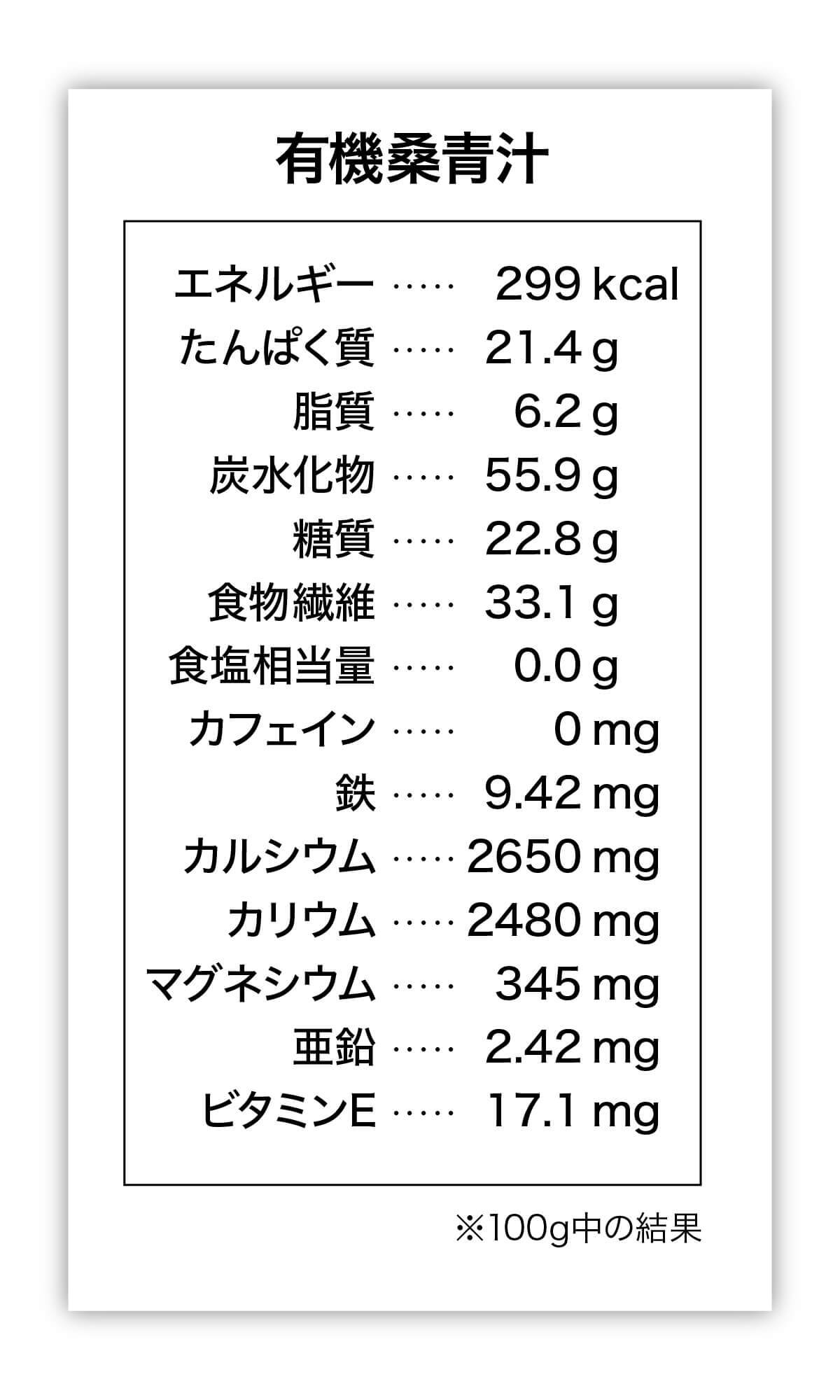 有機桑青汁成分表